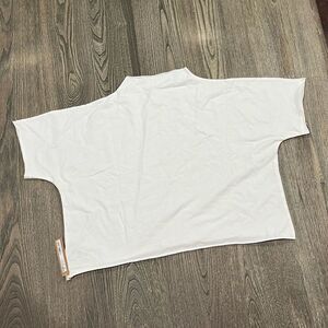 NWT Skims Raw Edge Super Cropped Tee Mock Neck Short Sleeve Stretch Marble 4X